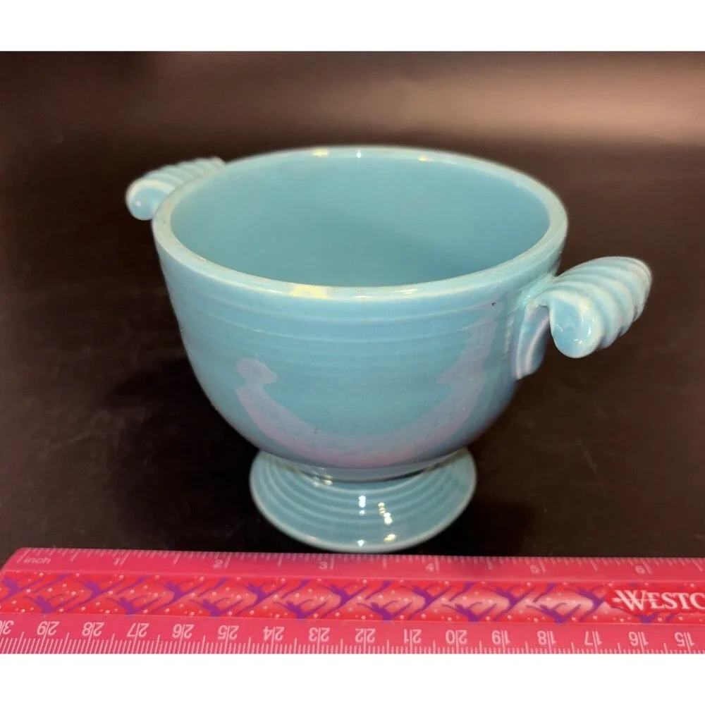 Vintage Fiesta Turquoise (Older) Sugar Bowl No Lid older color Homer Laughlin